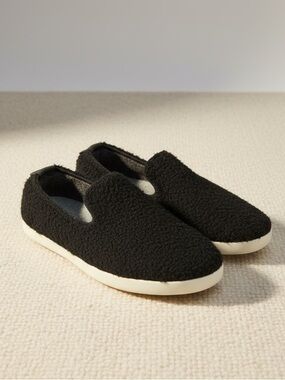 Allbirds Black Sherpa Wool Slip On Washable Slippers or Loungers Size 6